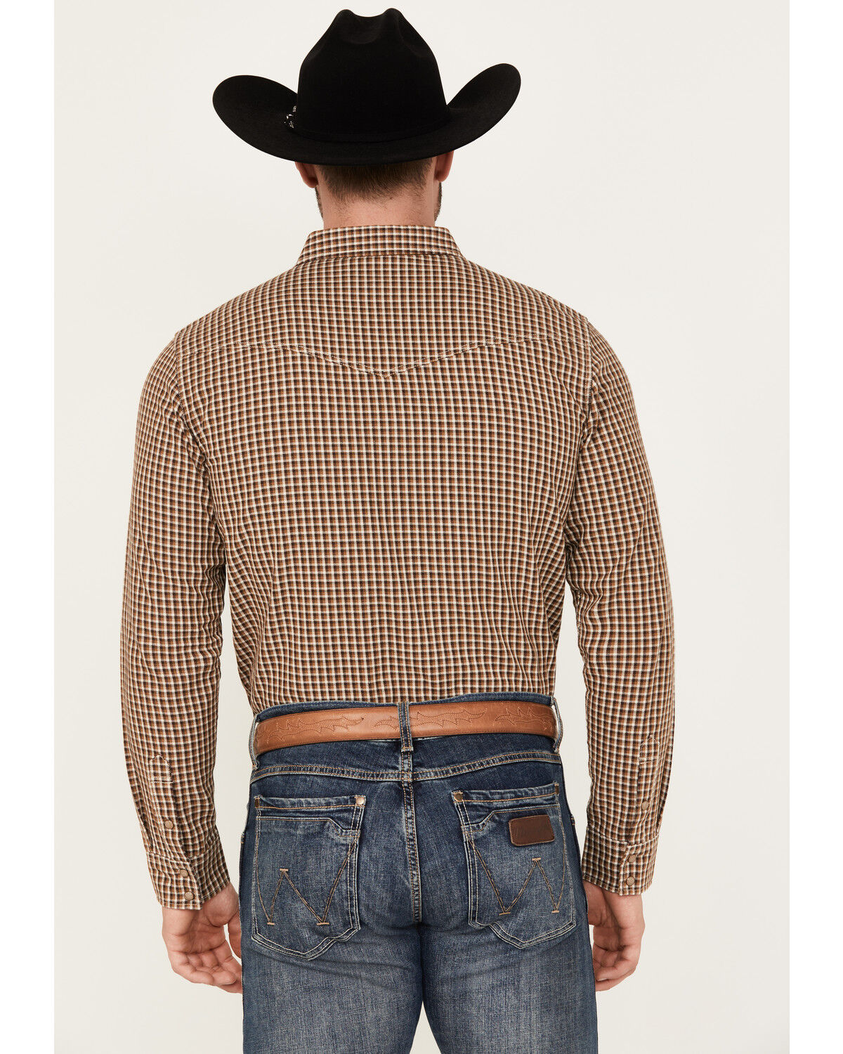 Image #4 - Blue Ranchwear Men's Dickens Plaid Print Long Sleeve Snap Shirt, Bronze, hi-res