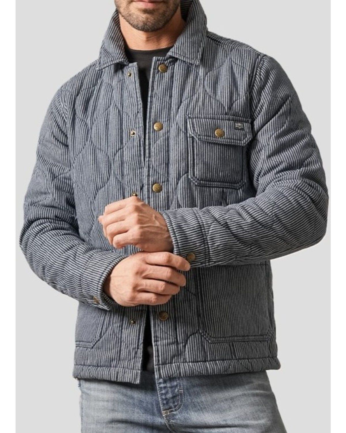 Kimes Ranch Men's Buster Quilted Striped Chore Jacket, Indigo, hi-res