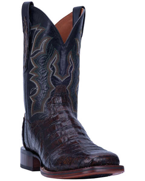 Dan Post Men's Kingsly Caiman Leather Western Boots - Wide Square Toe, Brown, hi-res
