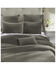 HiEnd Accents Gray Stonewashed Cotton & Velvet 3-Piece Full/Queen Quilt Set , Grey, hi-res