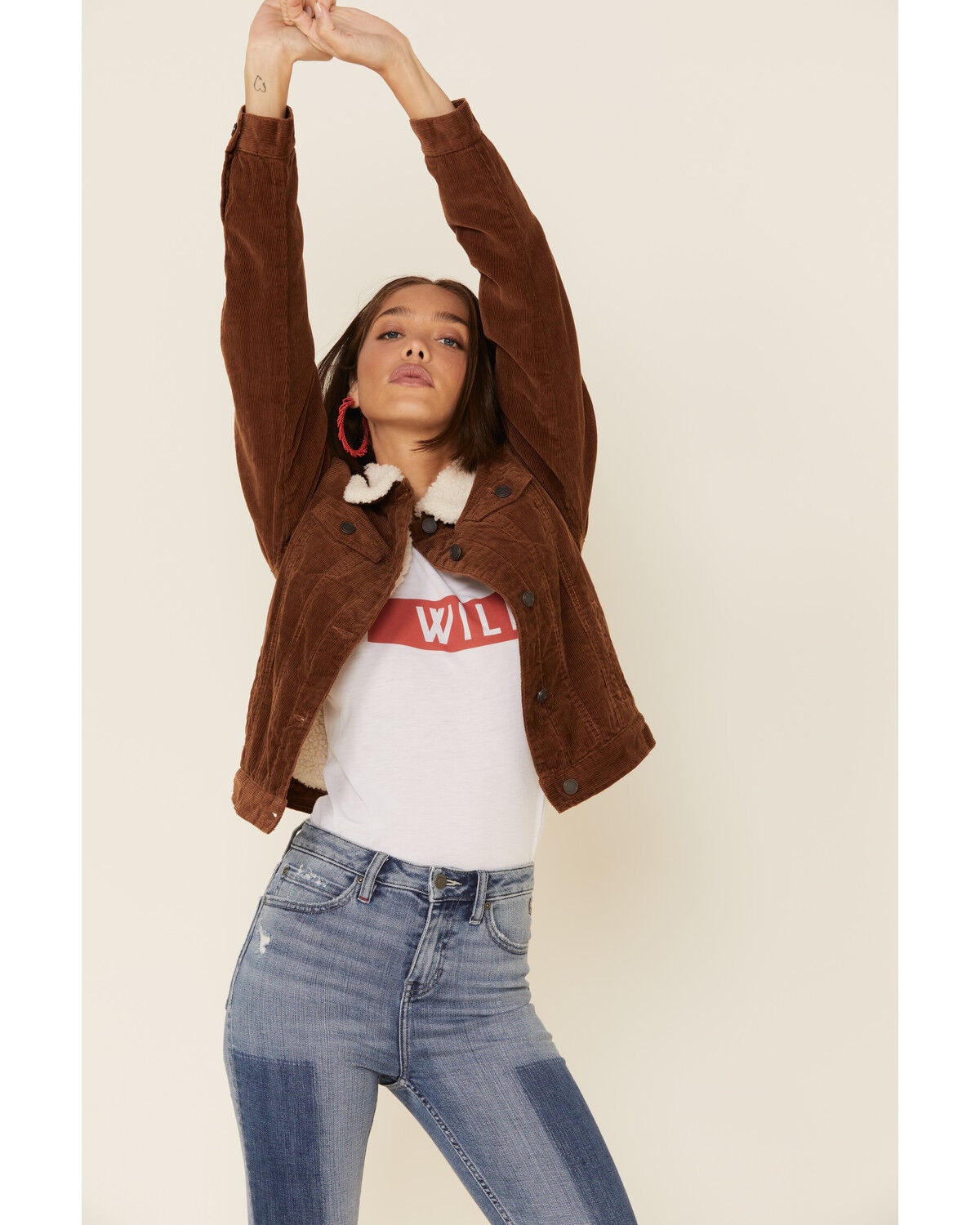 Corduroy Sherpa Lined Denim Jacket 