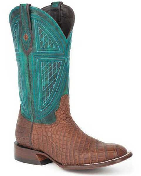 Stetson Men's Big Horn Oiled Alligator Exotic Western Boots - Square Toe , Brown, hi-res