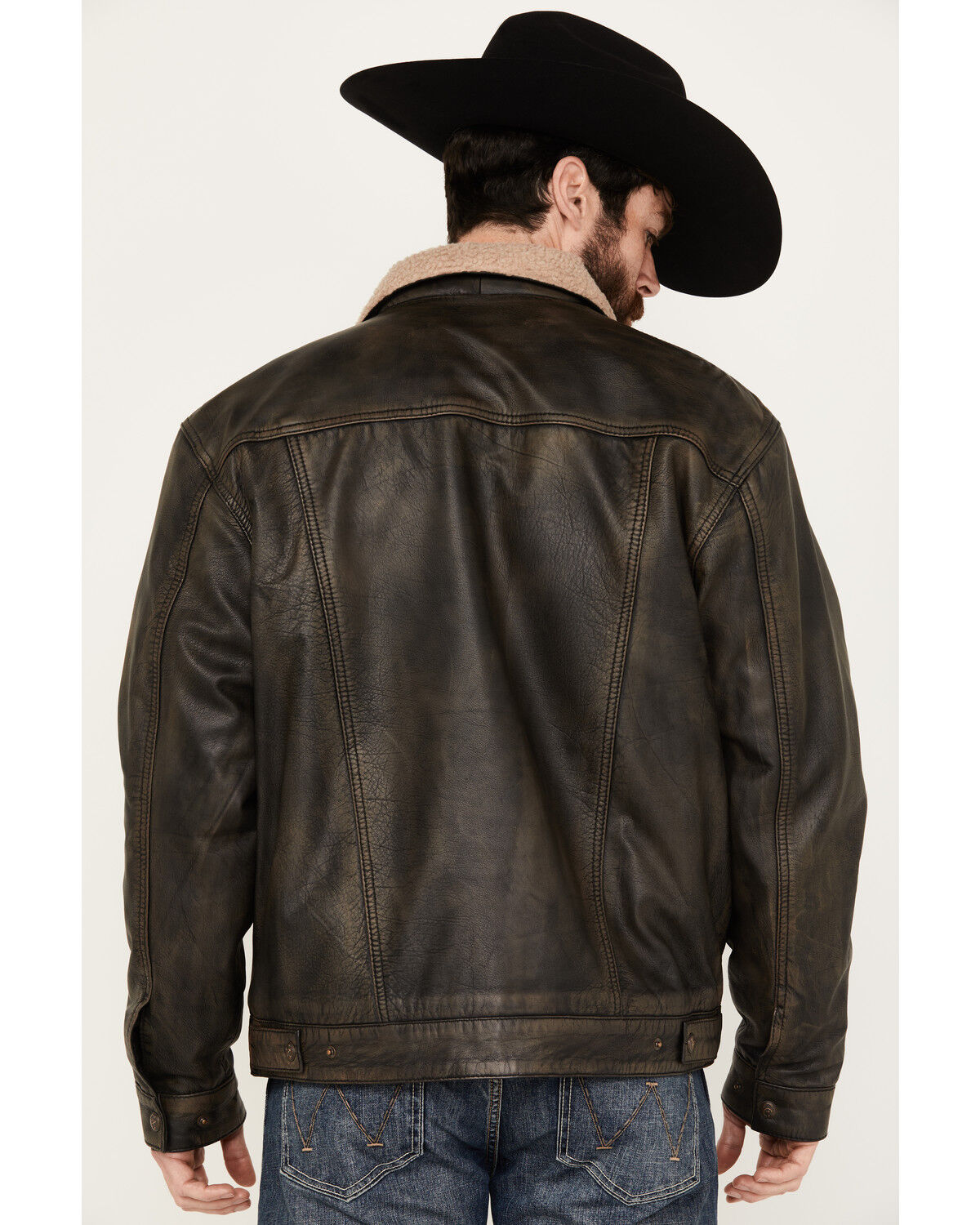 Image #4 - Cripple Creek Men's Sherpa Lined Leather Jacket, , hi-res