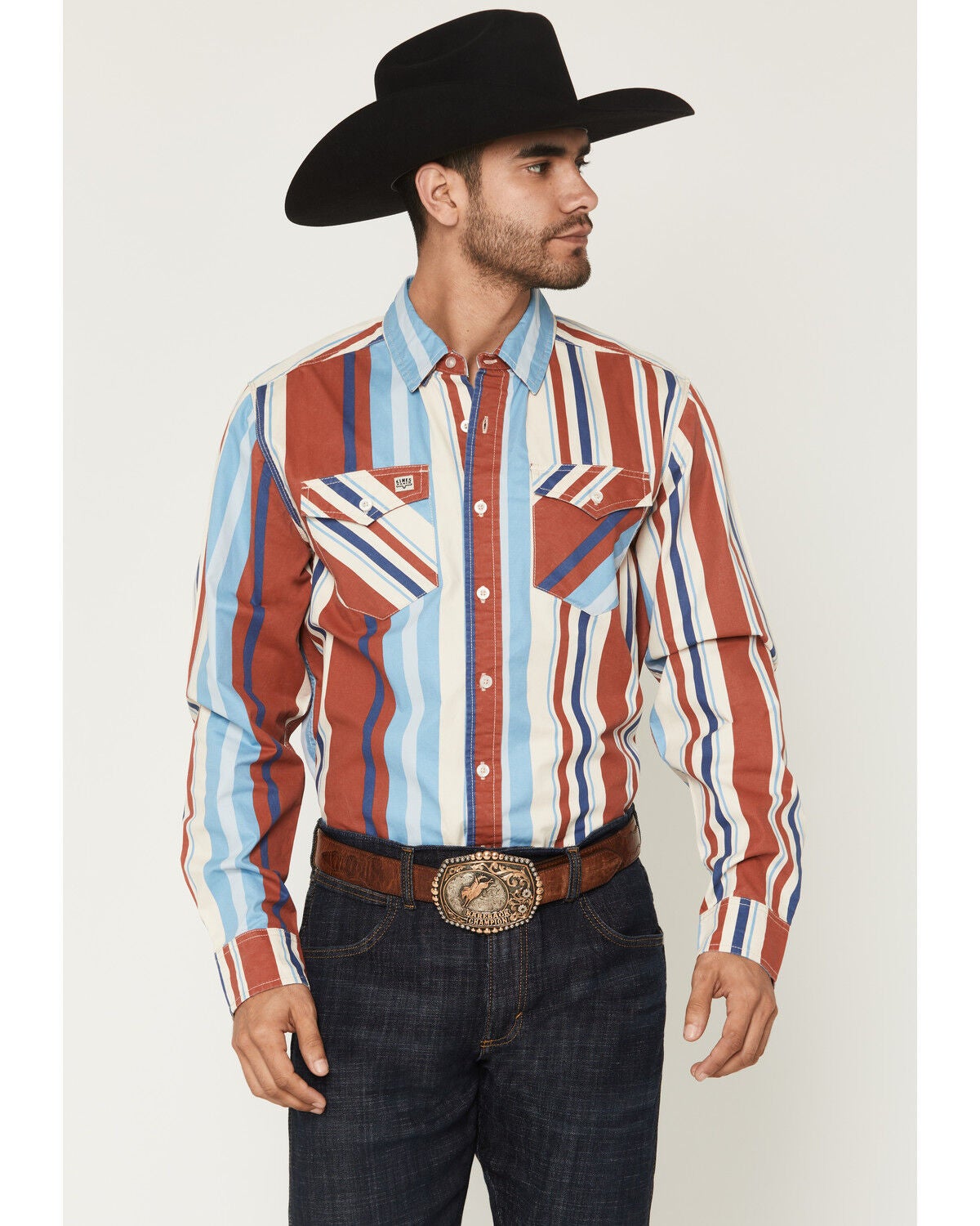 Kimes Ranch Men's Clancy Stripe Print Long Sleeve Button-Down Western Shirt, Red, hi-res