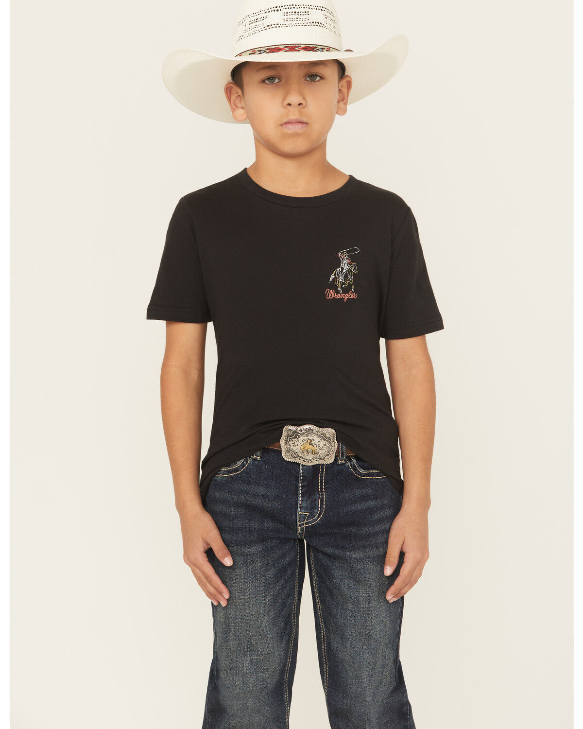 Image #2 - Wrangler Boys' Cowboy Short Sleeve Graphic T-Shirt, Black, hi-res