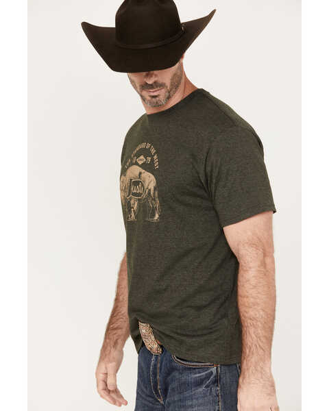 Image #2 - Justin Men's Heather Olive Buffalo Graphic Short Sleeve T-Shirt , Olive, hi-res