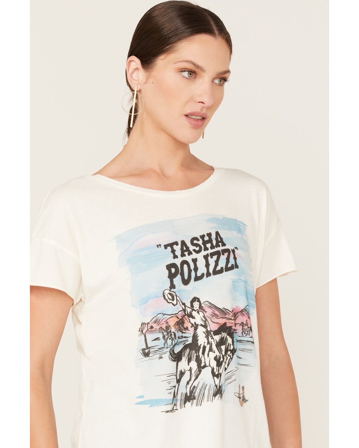 Image #2 - Tasha Polizzi Women's Title Watercolor Desert Scene Logo Graphic Tee, Ivory, hi-res