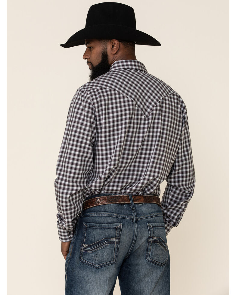 Stetson Men's Original Rugged Ombre Check Twill Plaid Long Sleeve Western Shirt , Burgundy, hi-res