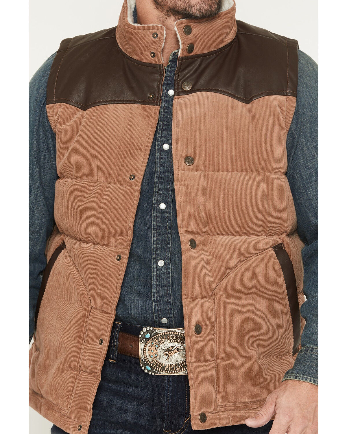Image #3 - Cody James Men's Lonoke Corduroy Puffer Vest - Tall, Tan, hi-res
