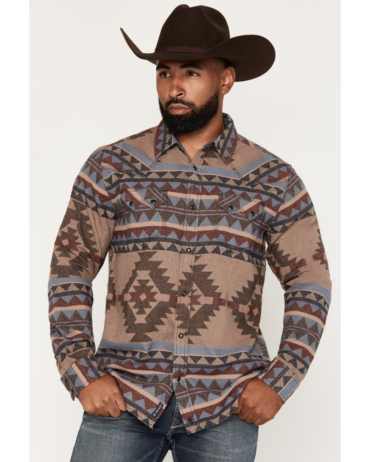 Image #1 - Moonshine Spirit&reg;&nbsp;Men's Harry Dune Southwestern Print Long Sleeve Snap Flannel Shirt, Brown, hi-res