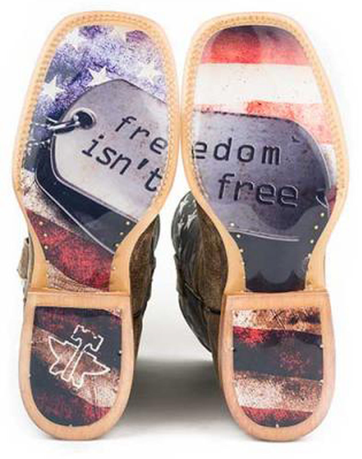 Image #3 - Tin Haul Men's American Flag Dogtag Western Boots - Broad Square Toe, Brown, hi-res