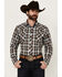 Image #1 - Roper Men's West Made Plaid Print Long Sleeve Snap Western Shirt, Brown, hi-res