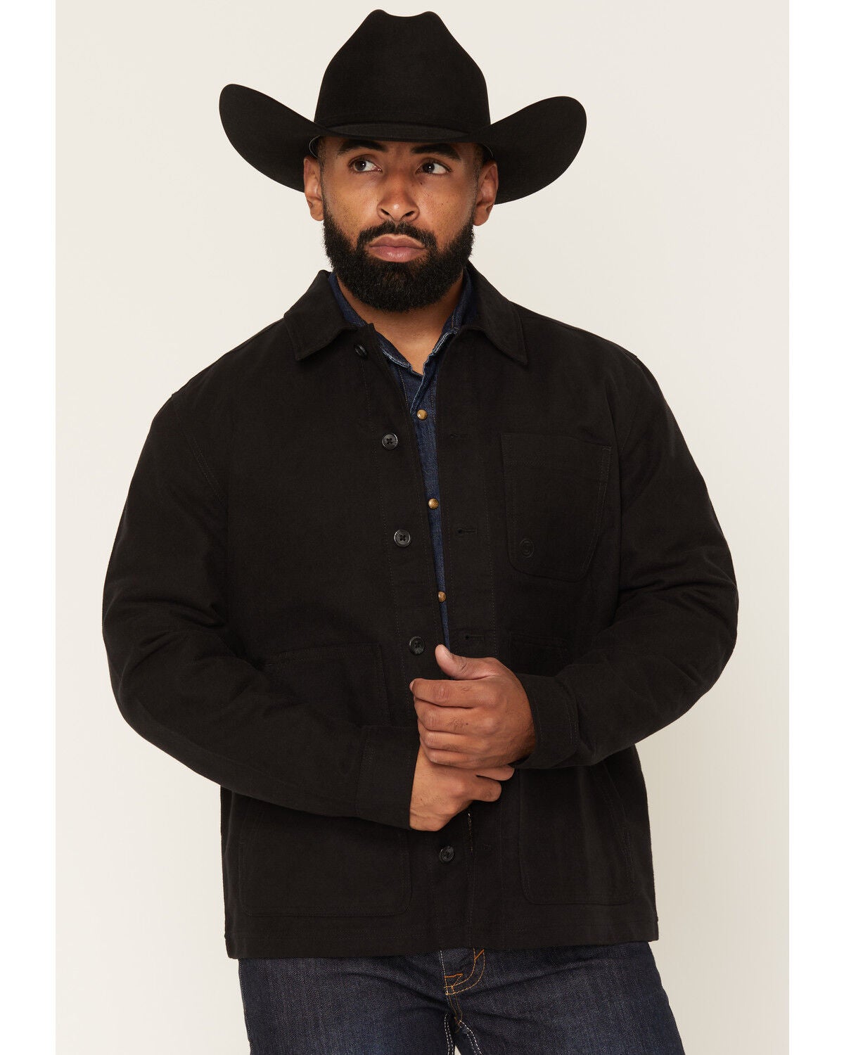Image #1 - Cody James Men's El Paso Unlined Moleskin Chore Coat, Black, hi-res