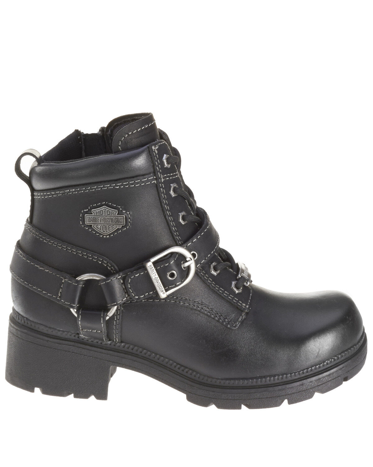 Image #2 - Harley Davidson Women's Tegan Lace Moto Boots - Round Toe, Black, hi-res