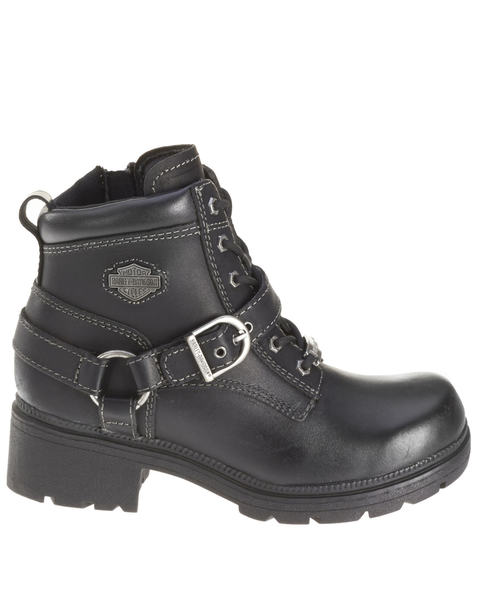 Image #2 - Harley Davidson Women's Tegan Lace Moto Boots - Round Toe, Black, hi-res