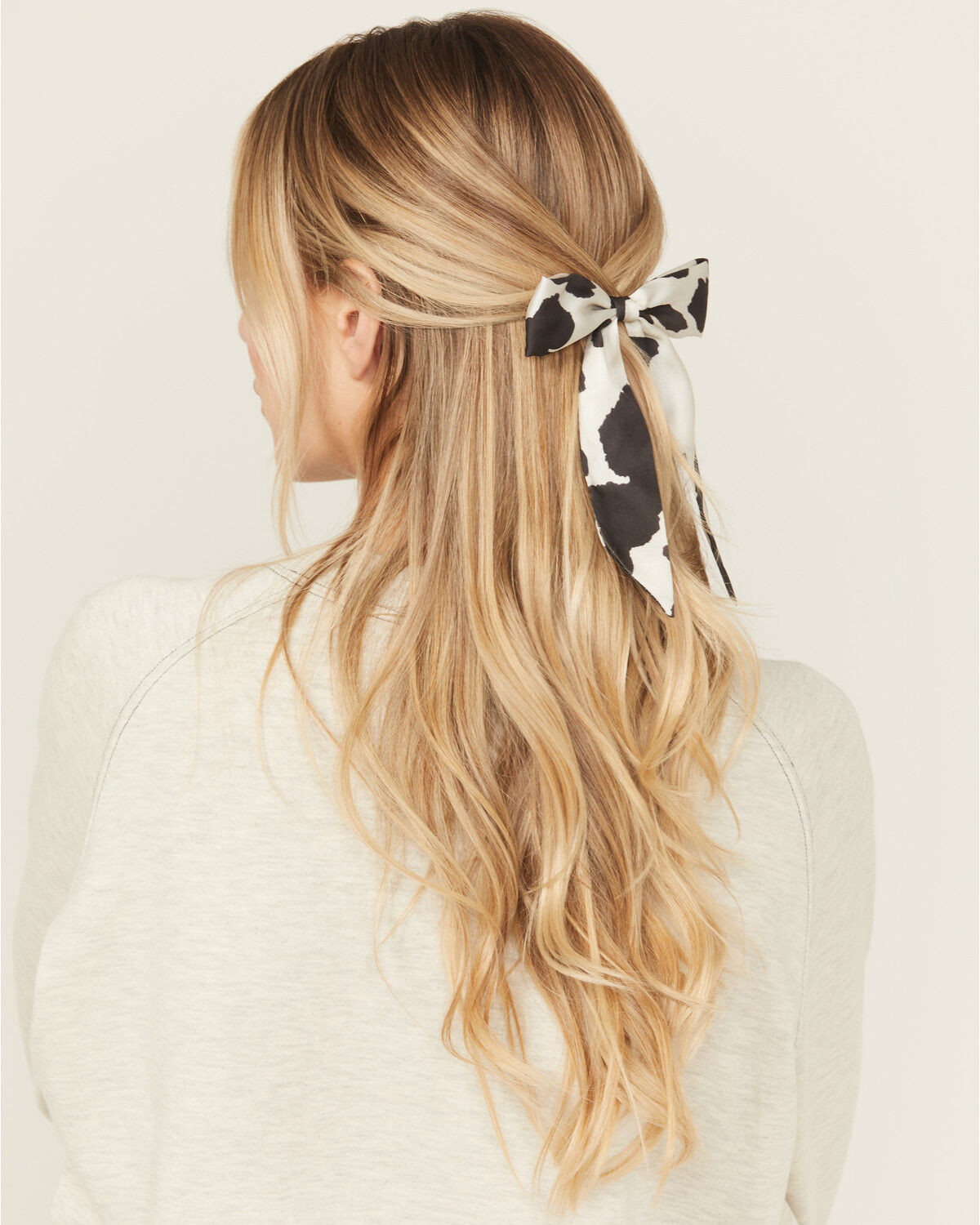 Image #1 - Shyanne Women's Sylvie Cow Print Bow Hair Clip, Black, hi-res