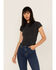 Image #1 - Free People Women's Be My Baby Tee, Black, hi-res