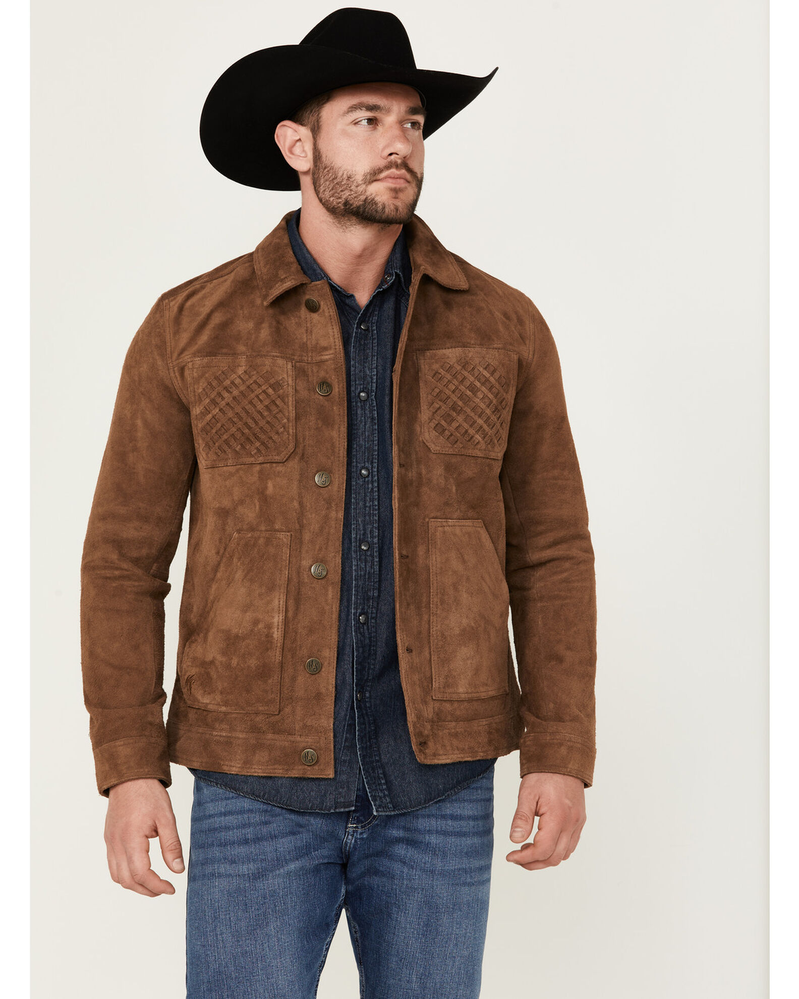 Suede trucker jacket mens store