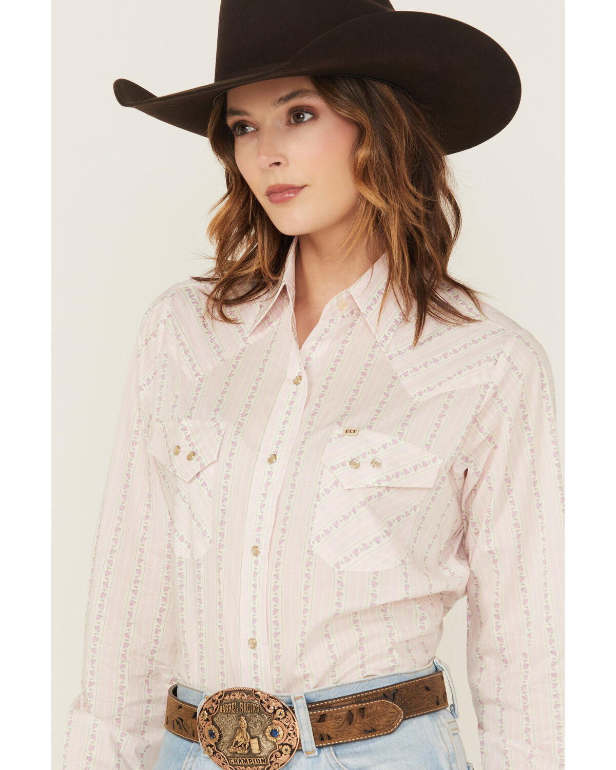 Image #3 - Cowboygirl by Jenna Paulette Women's Wallpaper Print Long Sleeve Pearl Snap Western Shirt, Lavender, hi-res