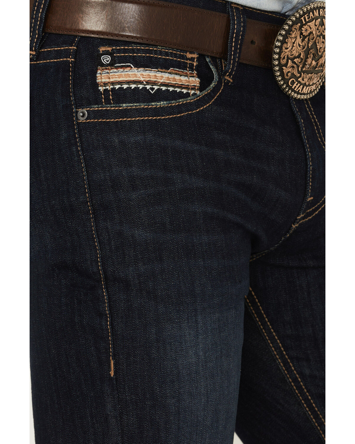 Image #2 - Rock & Roll Denim Men's Revolver Dark Wash Slim Straight Stretch Denim Jeans, Dark Wash, hi-res