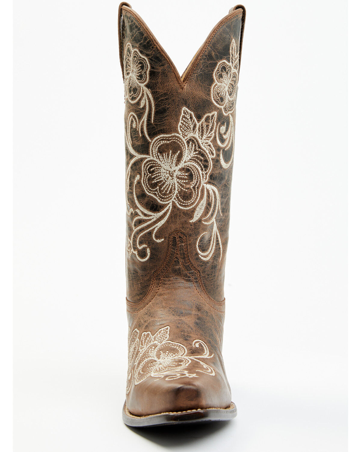Image #4 - Shyanne Women's Lasy Floral Embroidered Western Boots - Snip Toe, Brown, hi-res
