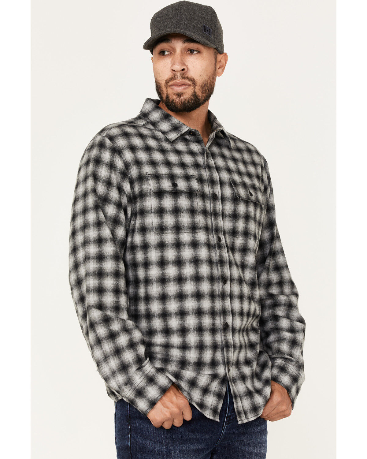 Image #2 - Brothers and Sons Men's Everyday Plaid Button Down Western Flannel Shirt, Black, hi-res
