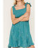 Image #3 - Wild Moss Women's Tie Strap Embroidered Mini Dress, Teal, hi-res