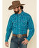 Image #1 - Wrangler 20X Men's Advanced Comfort Plaid Print Long Sleeve Western Shirt , Blue, hi-res