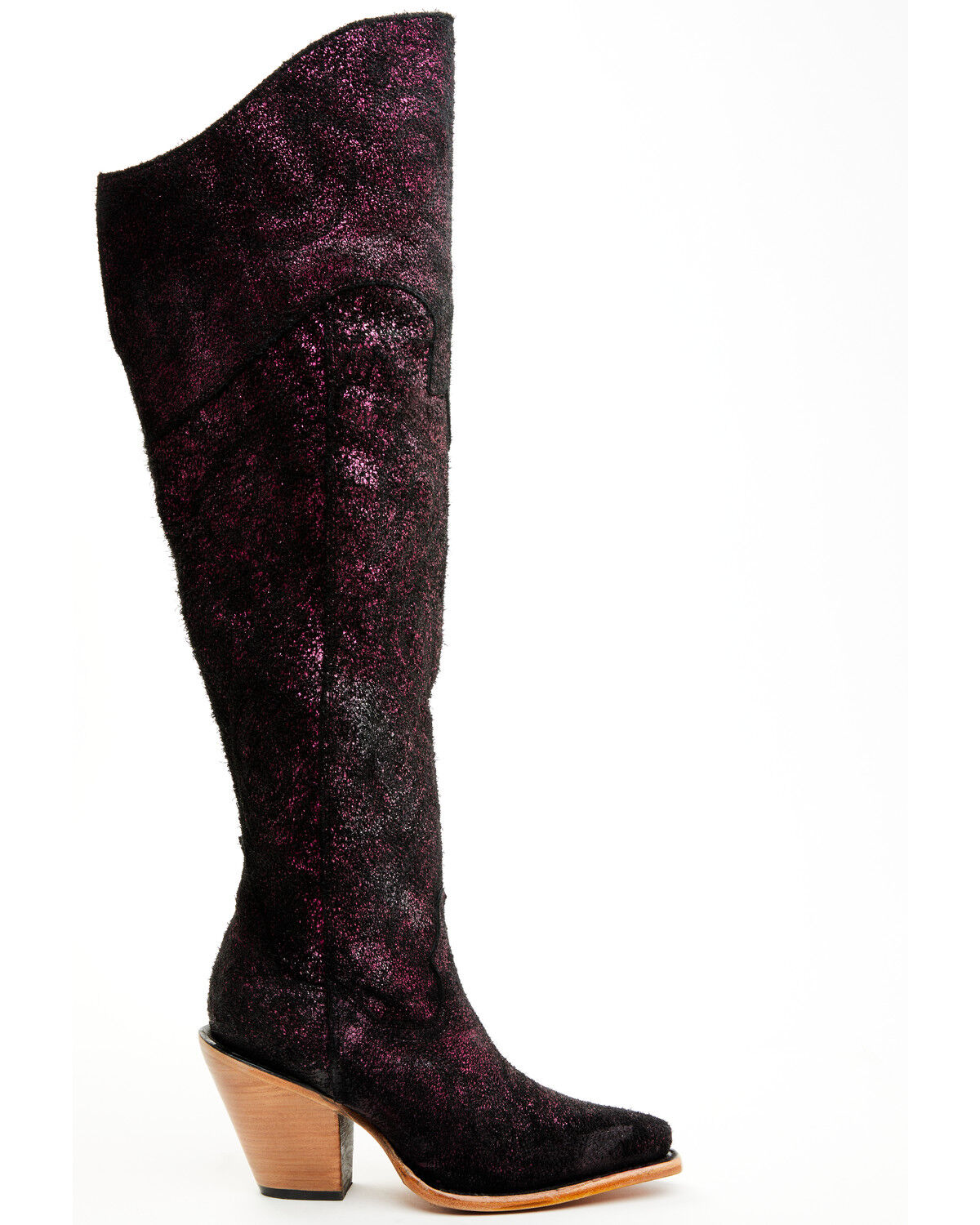 Image #2 - Corral Women's Metallic Tall Western Boots - Snip Toe, Black/purple, hi-res