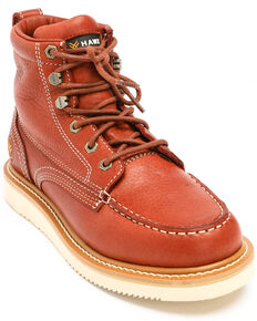 Hawx Men's Grade Moc Wedge Work Boots - Moc Toe, Red, hi-res