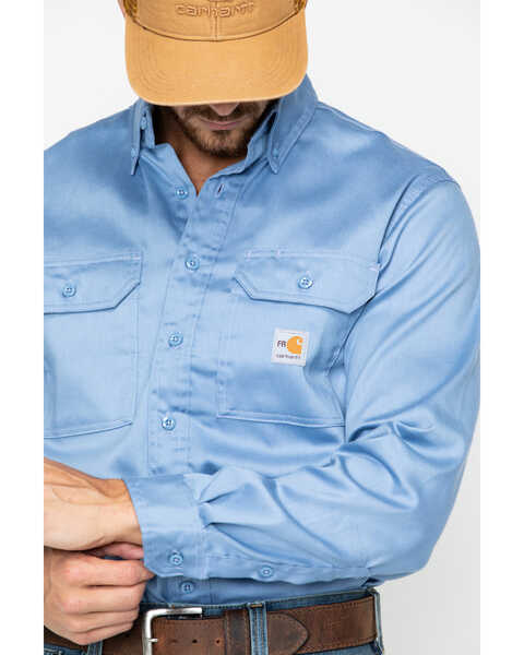 Image #4 - Carhartt Men's FR Dry Twill Work Shirt - Big & Tall, Med Blue, hi-res