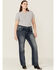 Image #3 - Grace in LA Women's Medium Wash Mid Rise Geo Pocket Stretch Bootcut Jeans - Plus, Medium Wash, hi-res