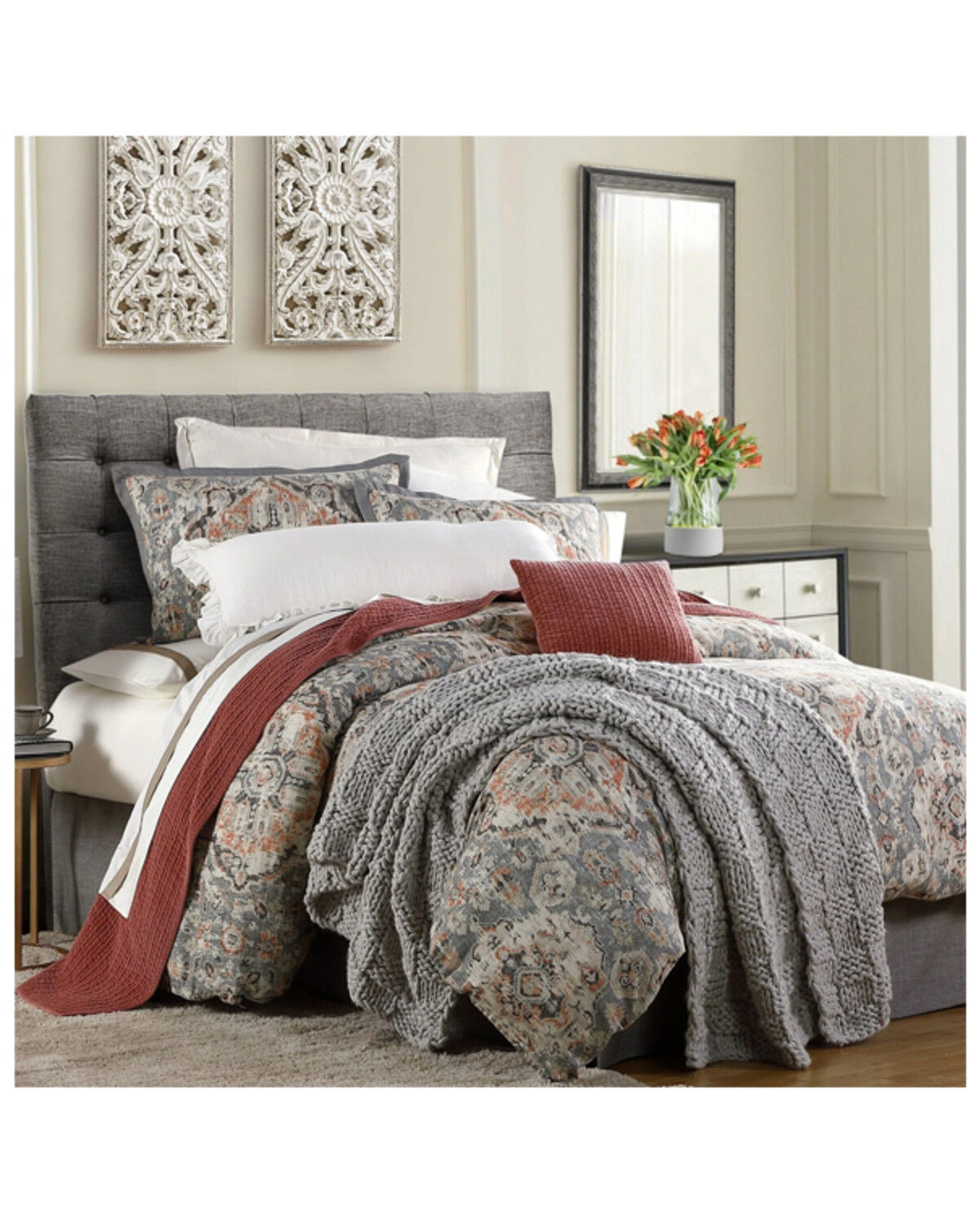 Image #1 - HiEnd Accents Carmen Kilim 3-Piece Full Comforter Set, Taupe, hi-res