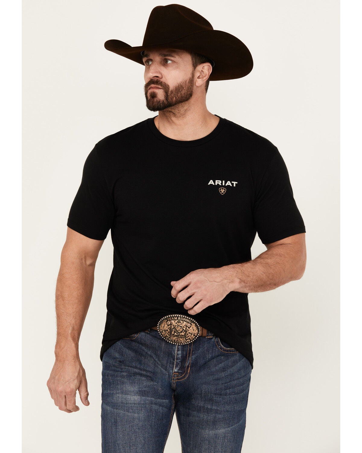 Ariat Men's American Rancher Short Sleeve Graphic T-Shirt, Black, hi-res