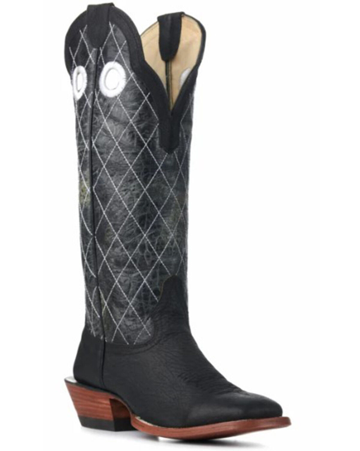 Image #1 - Hondo Boots Men's Crazy Horse Western Boots - Broad Square Toe, Black, hi-res