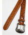 Image #2 - Tanner Mark Men's Broken Arrow Ostrich Print Leather Belt, Cognac, hi-res