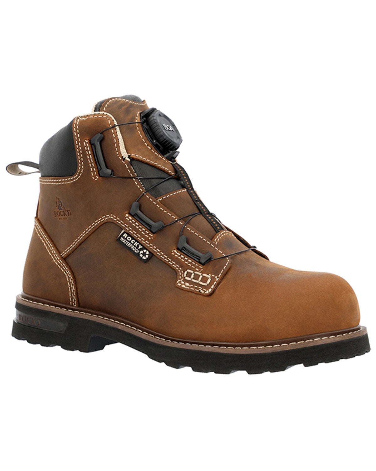 Rocky Men's 6" Grindstone XTR BOA&reg; Work Boots - Soft Toe, Russett, hi-res