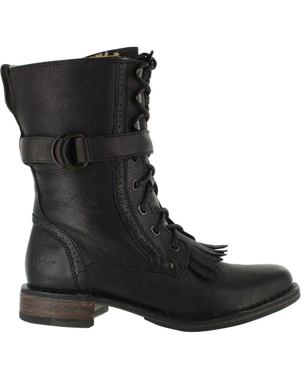 Image #2 - UGG Women's Jenna Military Boots - Round Toe, Black, hi-res