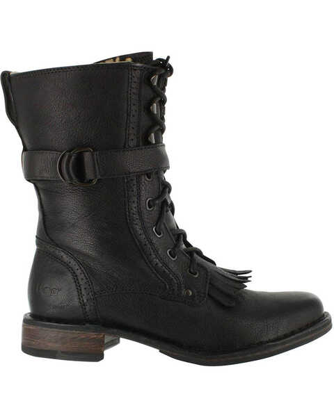 UGG Women's Jenna Military Boots - Round Toe , Black, hi-res
