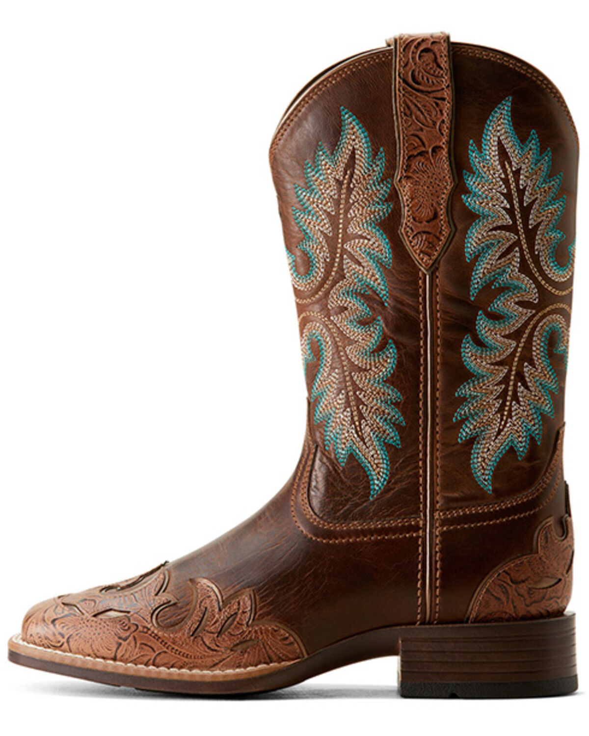 Image #2 - Ariat Women's Bryce Canyon Floral Embossed Western Boots - Square Toe, Brown, hi-res