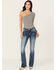 Image #3 - Miss Me Women's Dark Wash Mid Rise Diamond Geo Pocket Stretch Bootcut Jeans, Dark Wash, hi-res