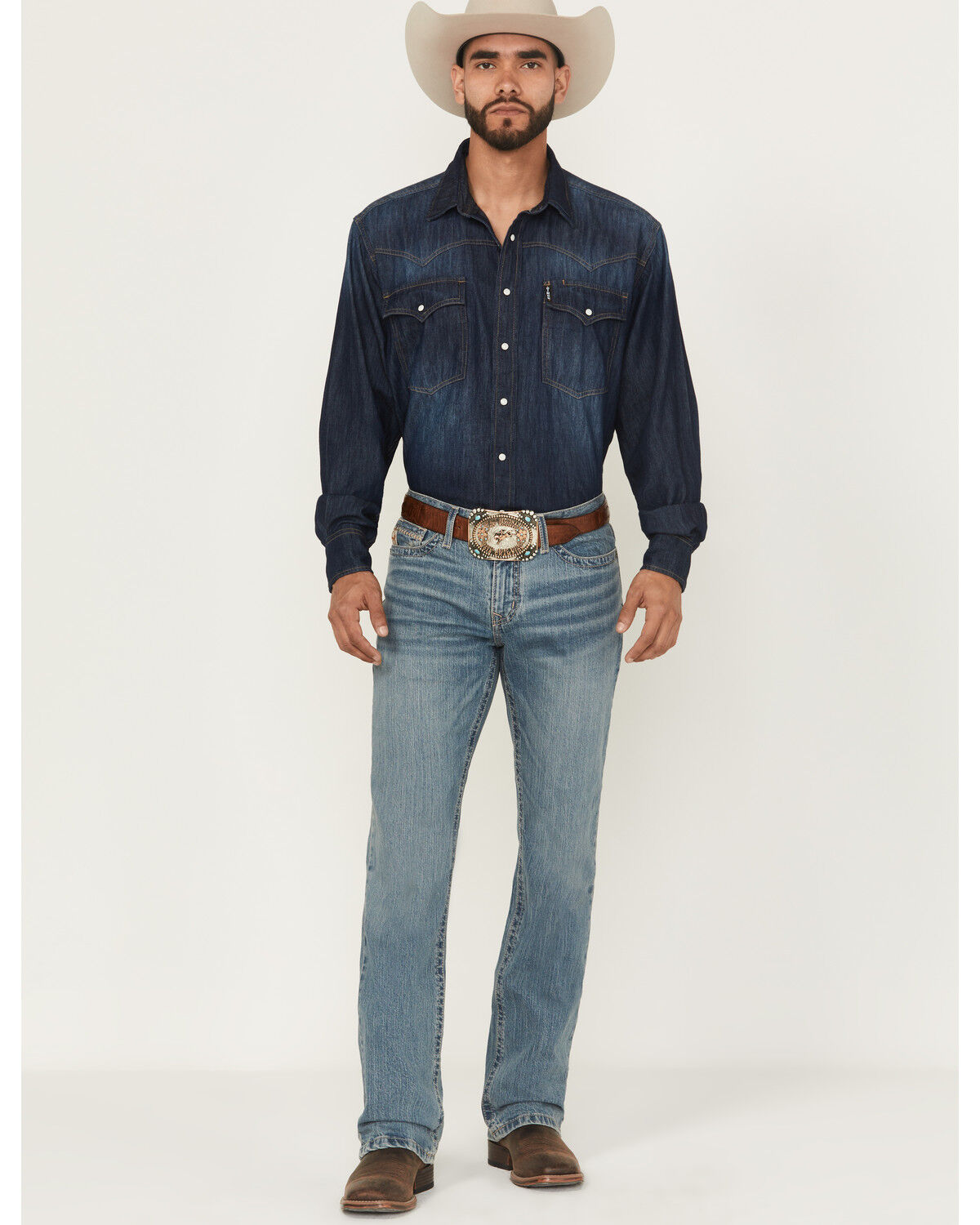 Image #1 - Cinch Men's Ian Medium Wash Slim Bootcut Performance Stretch Denim Jeans, Medium Wash, hi-res
