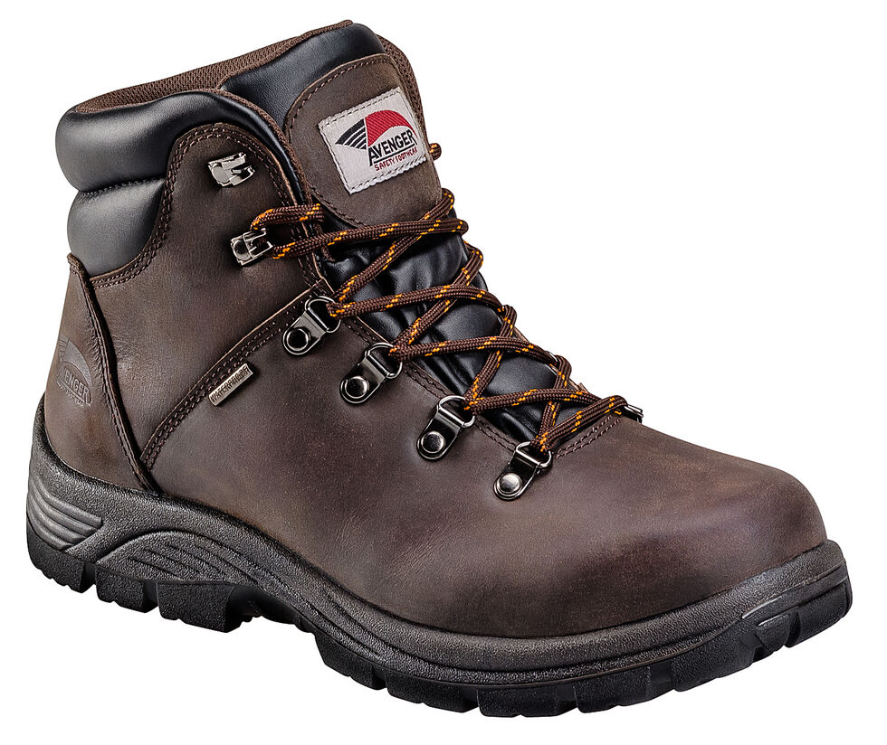 Avenger Men's Brown Waterproof Hiker EH Work Boots - Steel Toe, Brown, hi-res