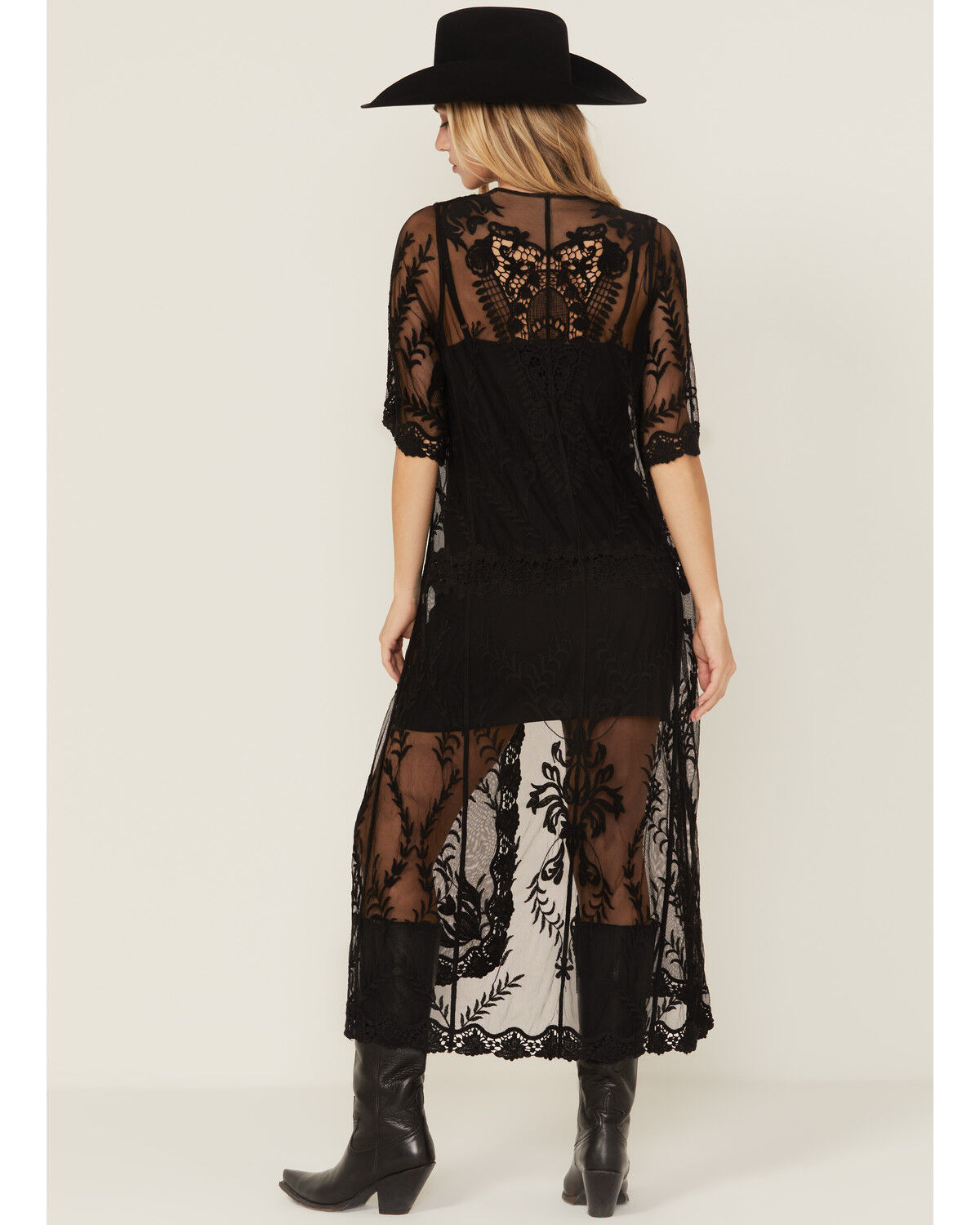 Image #4 - Shyanne Women's Embroidered Mesh Kimono, Black, hi-res
