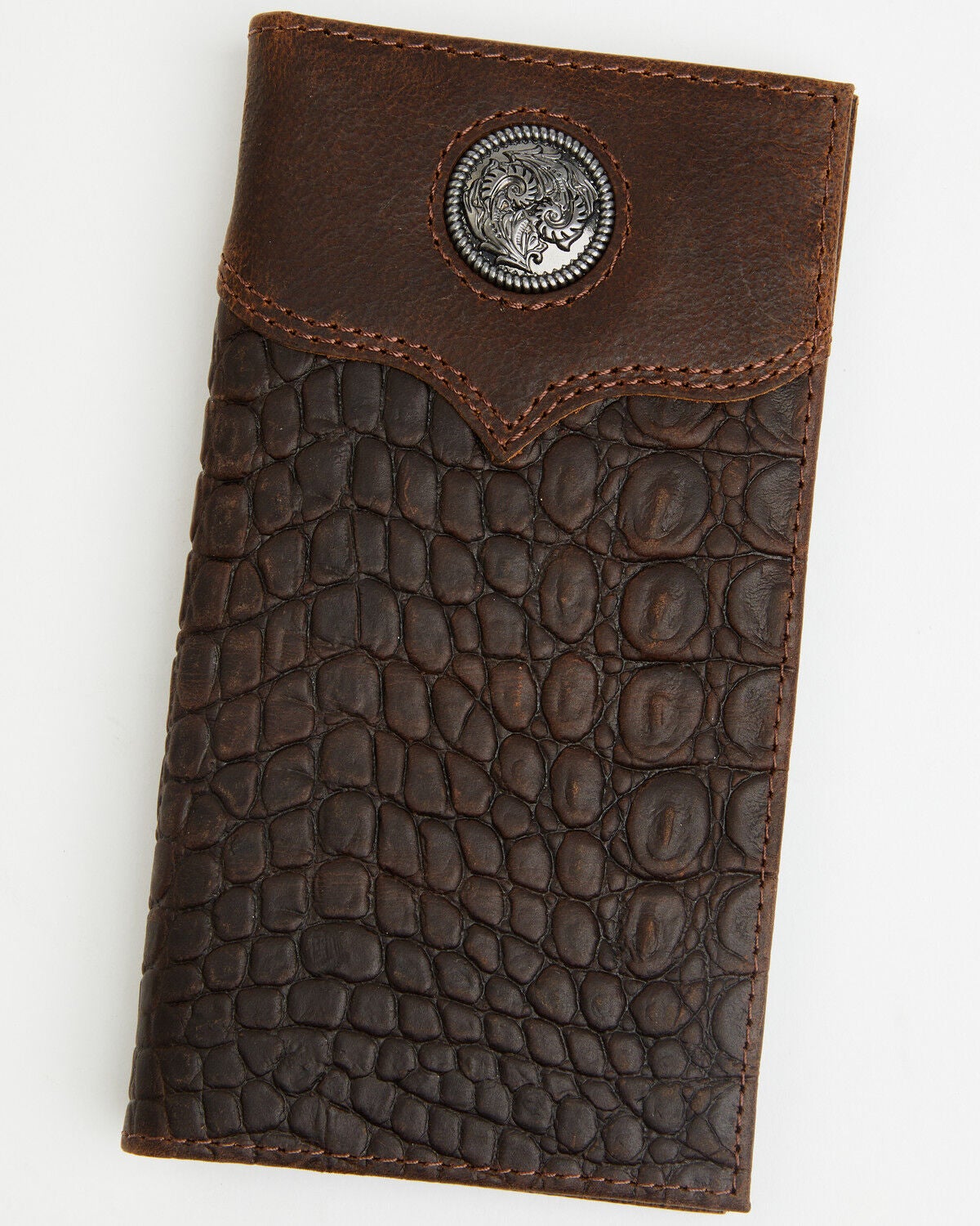 Image #1 - Cody James Men's Caiman Print Rodeo Wallet, Dark Brown, hi-res