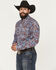 Image #2 - Roper Men's Paisley Print Long Sleeve Snap Western Shirt, Wine, hi-res