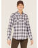 Image #1 - Ariat Women's FR Whitney Plaid Print Long Sleeve Pearl Snap Work Shirt, Lavender, hi-res