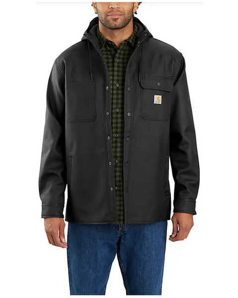 Image #1 - Carhartt Men's Rain Defender Relaxed Heavyweight Hooded Work Shirt Jacket , Black, hi-res