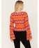 Image #4 - Wrangler Women's Southwestern Striped Long Sleeve Shirt, Orange, hi-res