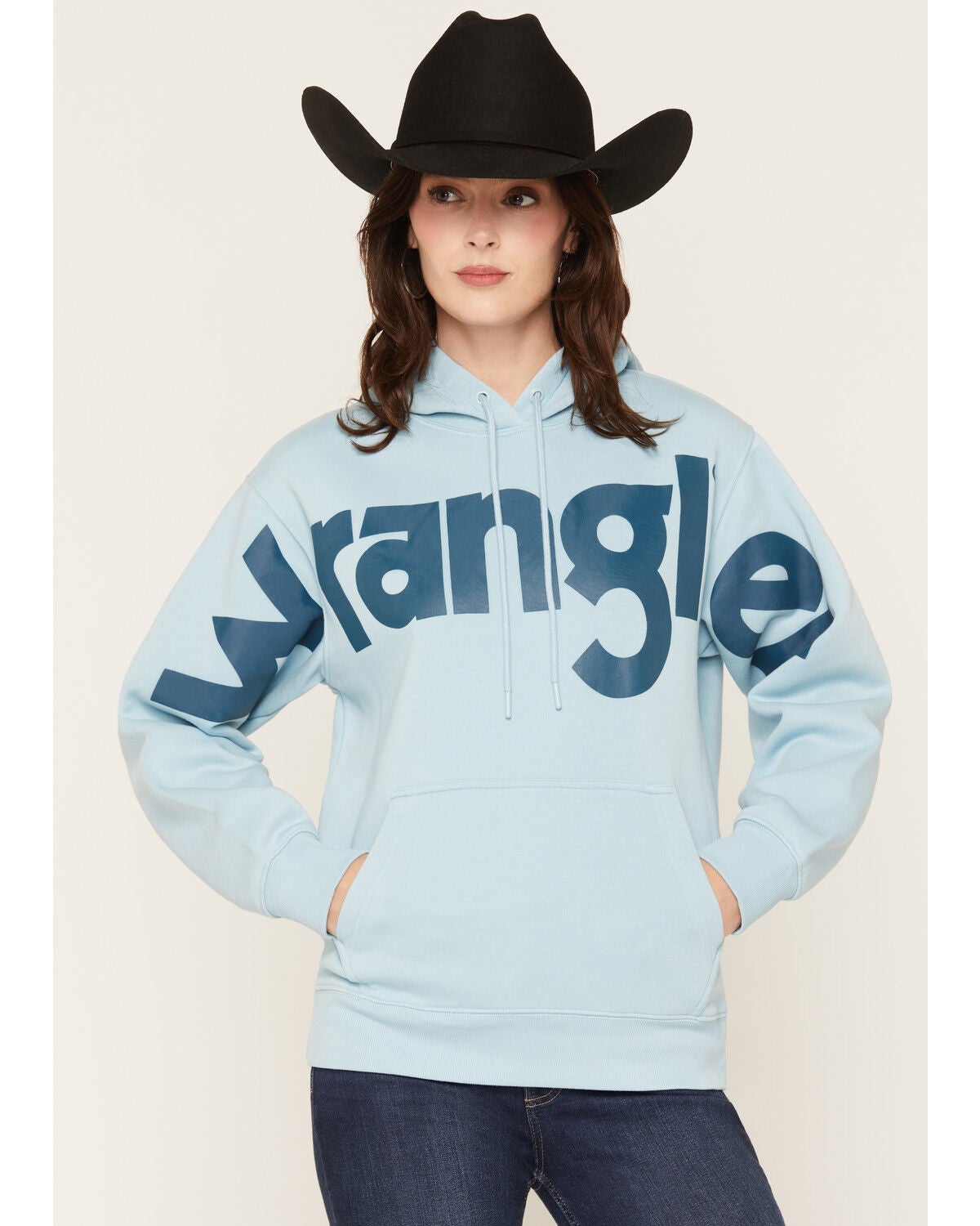 Image #1 - Wrangler Women's Logo Hoodie, Blue, hi-res